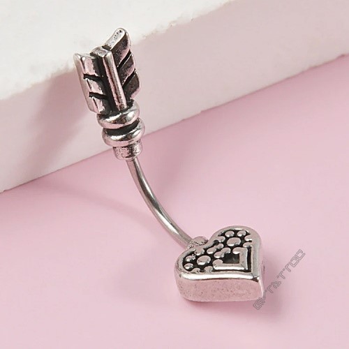 Piercing Rook Cartilagem Coração Style Antique Microbell Curvo Aço 316L
